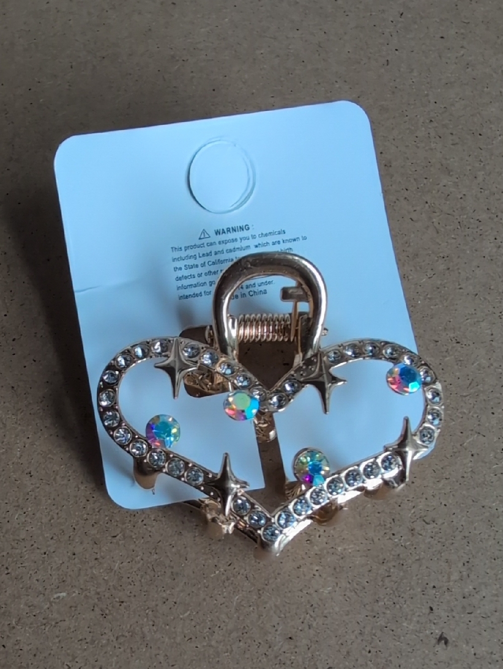 Gold Crystal Heart Hair Clip - Women Accessories
